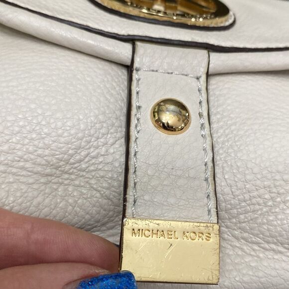 Michael Kors White Hobo Bag Pebbled Leather Gold Hardware B. Makowski Wallet 2pc - Picture 6 of 16